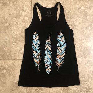 Bear Dance colorful feather graphic tank